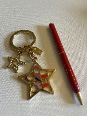 Coach Gold Star Keychain with Colorful COACH Enamel Inlay and Coach Pen